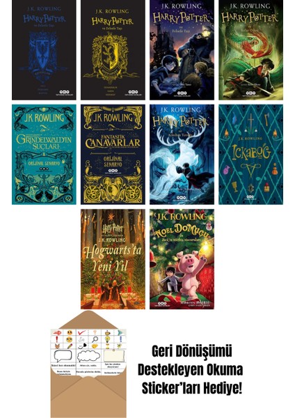 J.k. Rowling 10 Kitap Seti + Okuma Sticker'ları