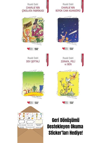 Roald Dahl 4 Kitap Seti + Okuma Sticker'ları