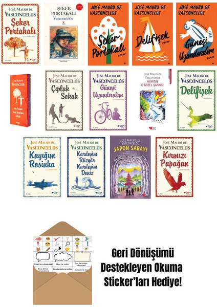 José Mauro De Vasconcelos 14 Kitap Seti + Okuma Sticker'ları