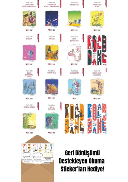 Roald Dahl 16 Kitap Seti + Okuma Sticker'ları