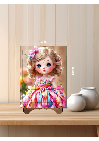 12 Parça Mdf Lazer Kesim Çocuk Puzzle Yapboz 14 x 19 cm V1