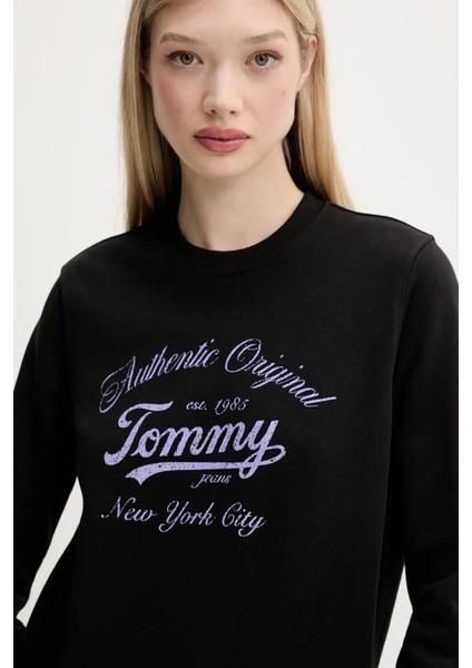 Kadın Regular Fit Grafik Logolu Sweatshirt - Siyah fırsatları
