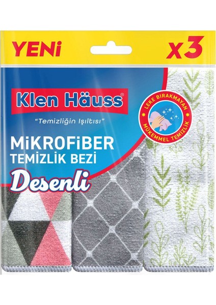 Desenli Mikrofiber Bezi 3'lü