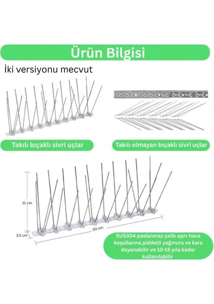 Demonte Paslanmaz Kuş Kondurmaz Tel 4 M 8 Adet