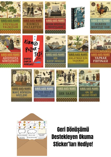 Gabriel García Márquez 14 Kitap Seti + Okuma Sticker'ları