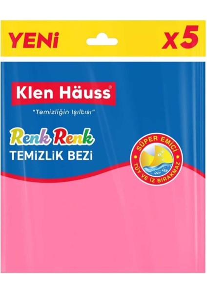 Renk Renk Temizlik Bezi 5'li Set Süper Emici Toz ve İz Bırakmayan