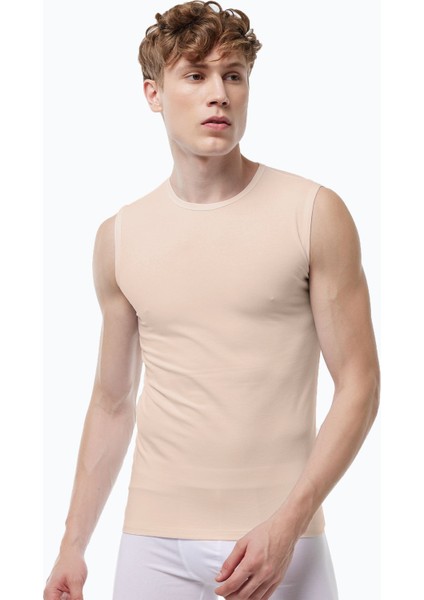 Görünmez Atlet Erkek Ten Rengi Sıfır Yaka Iz Yapmayan Modal Kolsuz Atlet 007