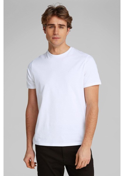 Erkek Ss Smooth Cttn Solid Crewnk T-Shirt - Beyaz