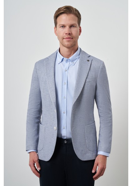 Erkek Indigo Örme Slim Fit Mono Yaka Ceket fırsatları