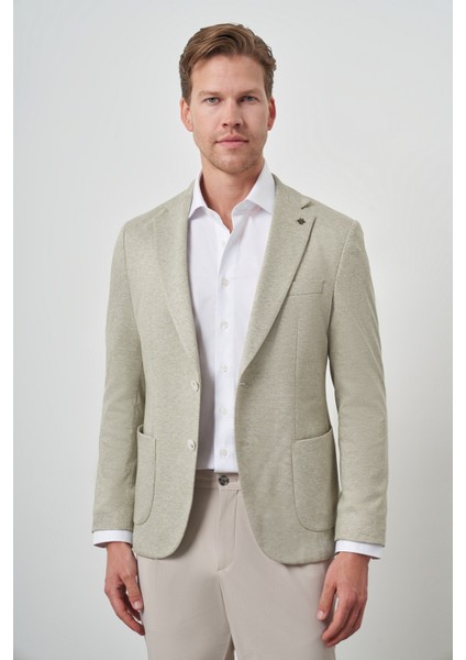 Erkek Yeşil Örme Slim Fit Ceket