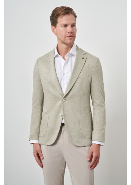 Erkek Yeşil Örme Slim Fit Ceket modelleri