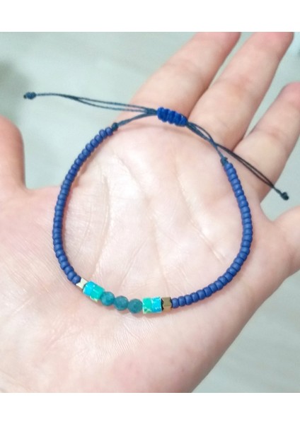 Apatit Varisit ve Hematit Doğaltaşlı Mat Lacivert Miyuki Round Boncuklu Bileklik indirimleri