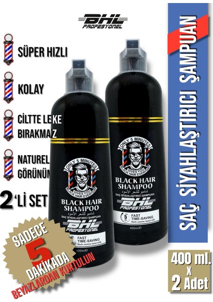Siyahlaştırıcı Şampuan Ikili Set / Saç Sakal 400ML. x 2 Adet (800 Ml.)
