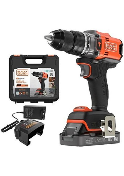 Black&decker BLD683D1XK-QW 18V Powerconnect™ Akülü Darbeli Matkap (Fırçasız, 1x 2,0AH Akü, 1A Şarj Cihazı ve Kit Kutusu Ile)
