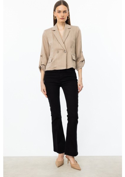 Ispanyol Paça Kot Pantolon Siyah 02124