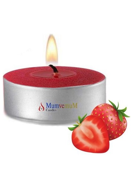 10 Lu Çilek Kokulu Kırmızı Tealight Mum