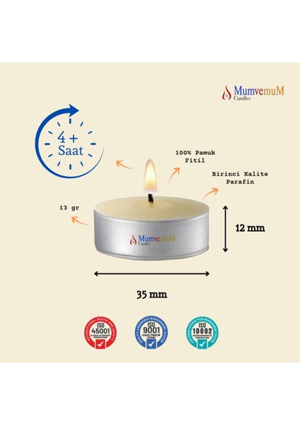 10 Lu Çilek Kokulu Kırmızı Tealight Mum