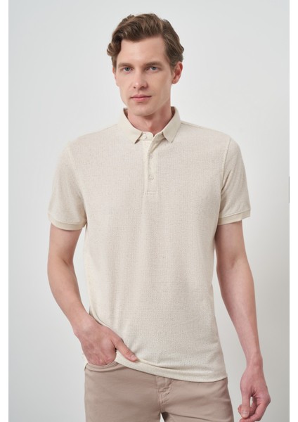 Erkek Kremrengi Trend Polo Yaka T-Shirt