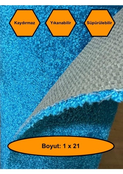 Turkuaz Kalın Yolluk, Kaydırmaz Tabanlı Dayanıklı Yolluk, 1X21 Metre