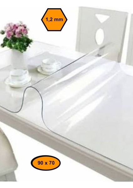 1,2 mm Pvc Masa Örtüsü, Şeffaf Masa Kaplaması, 90X70