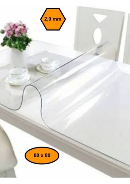 2,0 mm Pvc Masa Örtüsü, Şeffaf Masa Kaplaması, 80X80