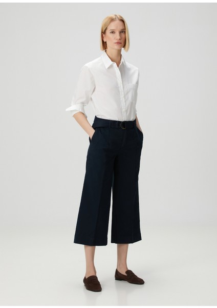 Lacivert Crop Pantolon