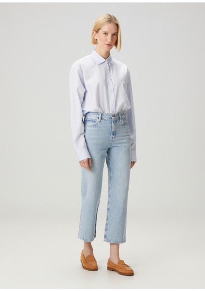 Le Jane Mavi Crop Straight Jean Pantolon