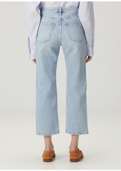 Le Jane Mavi Crop Straight Jean Pantolon