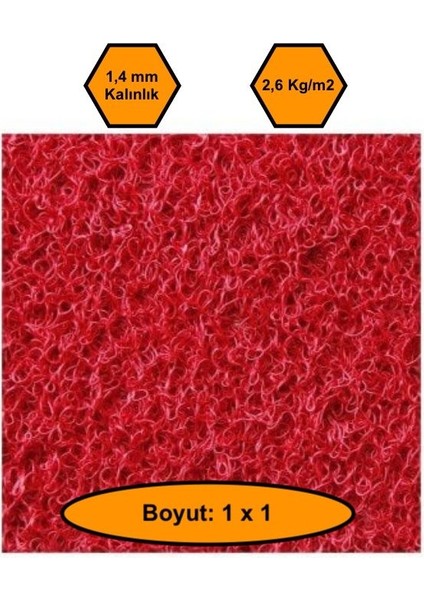 Kırmızı Kıvırcık Plastik Paspas, Dış Mekan Için Paspas, 1x1