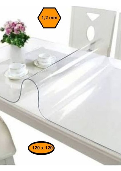 1,2 mm Pvc Masa Örtüsü, Şeffaf Masa Kaplaması, 120X120