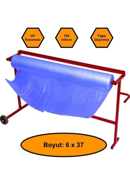 160 Micron Mavi Naylon Örtü, 6X37 Metre