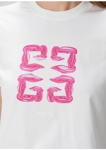 Beyaz Logo Baskılı T-Shirt indirimleri