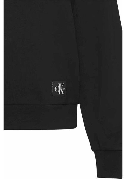 Kadın Bisiklet Yaka Logolu Sweatshirt - Siyah fiyatları