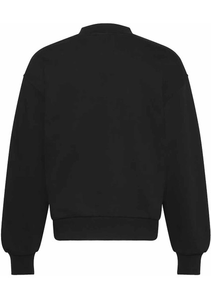 Kadın Bisiklet Yaka Logolu Sweatshirt - Siyah modelleri