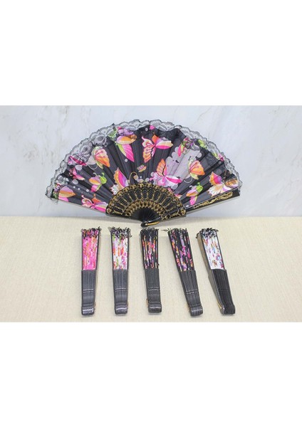 Plastik Renkli Yelpaze 23 cm