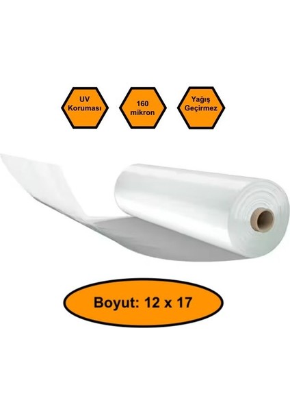 160 Micron Naylon Örtü, Şeffaf Su Geçirmez Naylon, 12X17 Metre