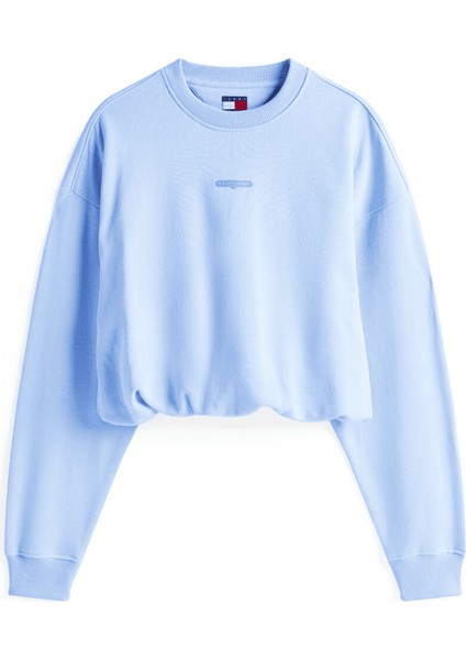 Kadın Crop Script Logolu Sweatshirt - Mavi fırsatları