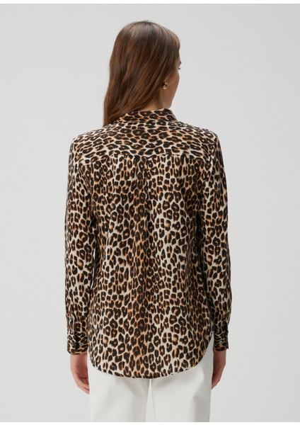 Slim Signature Leopar Desenli Ipek Gömlek fırsatları