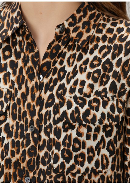 Slim Signature Leopar Desenli Ipek Gömlek indirimleri