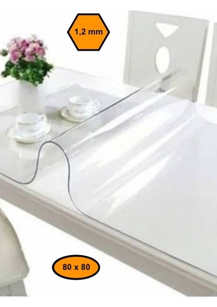 1,2 mm Pvc Masa Örtüsü, Şeffaf Masa Kaplaması, 80X80