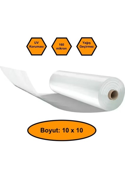 160 Micron Naylon Örtü, Şeffaf Su Geçirmez Naylon, 10X10 Metre