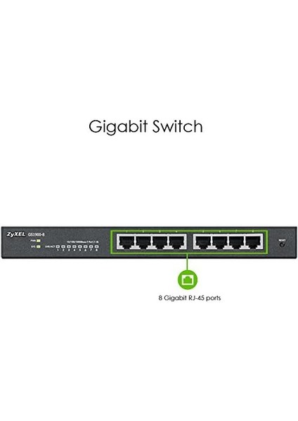 8 Bağlantı Noktalı 10/100/1000 Gigabit Switch | Smartmanaged | Masaüstü/duvar Tipi ve Fansız | Vlan, Igmp, Qos