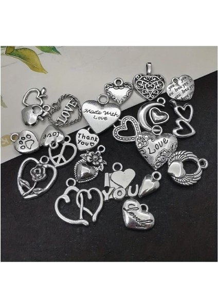 ( 20 x Adet ) 1 Set Antika Gümüş Kalp Gözü & Kolye Ucu & Küpe & Bileklik Aksesuarları fırsatları
