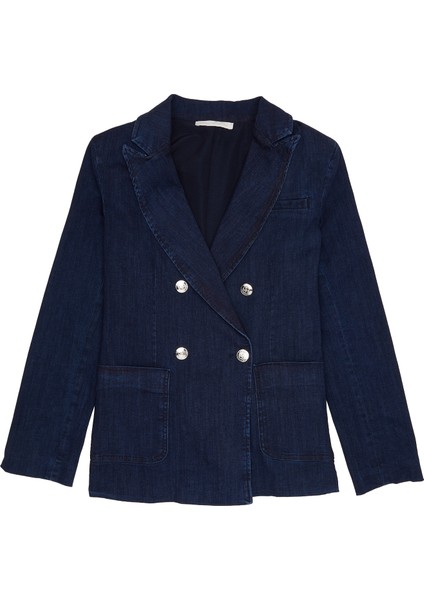 Indigo Kruvaze Denim Ceket