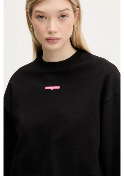 Kadın Crop Script Logolu Sweatshirt - Siyah fırsatları