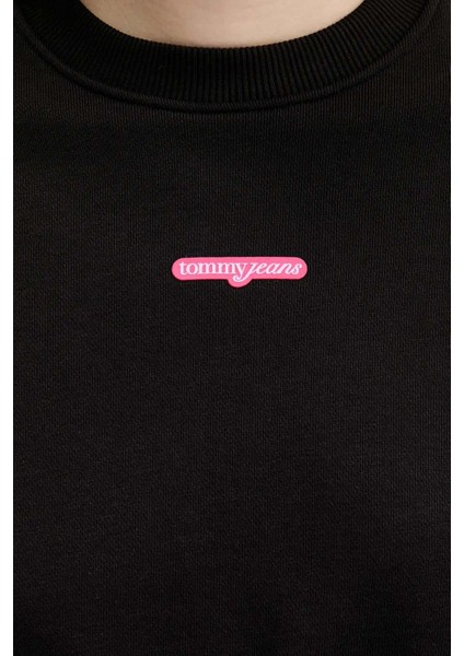 Kadın Crop Script Logolu Sweatshirt - Siyah indirimleri