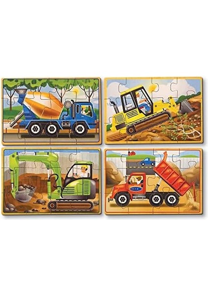 & Doug Ahşap 12X4 Yapboz Seti - Inşaat Araçları