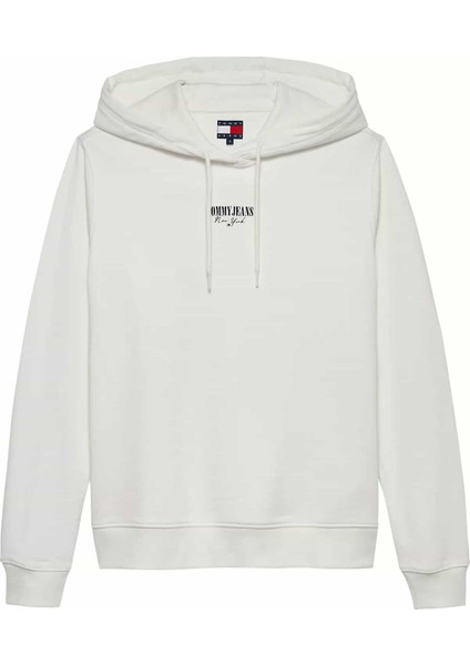 Kadın Regular Fit Kapüşonlu Logolu Sweatshirt - Ekru
