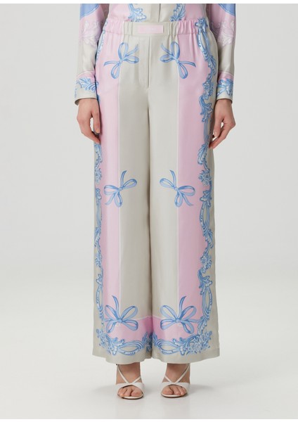Cameo Gri Pembe Desenli Ipek Pantolon modelleri