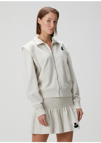 Madilia Ekru Fermuarlı Sweatshirt modelleri
